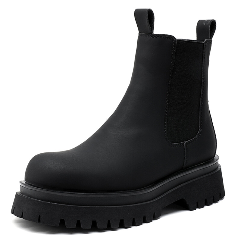 Челси Ботинки Мужские Weishibangwei, цвет Black Fleece-Lined