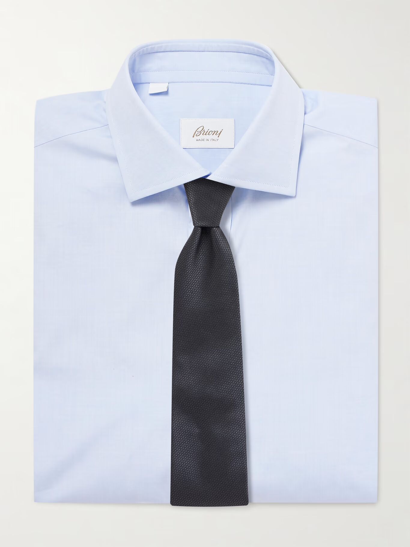 

Рубашка из хлопка с вырезом-воротником Trevi Pinpoint Oxford BRIONI, синий