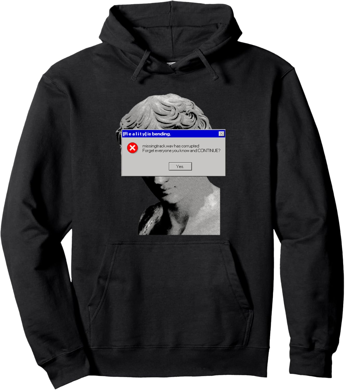 

Эстетичная статуя с сообщением об ошибке. Худи «Реальность искажена» 80S & 90S Aesthetic Vaporwave Designs, черный