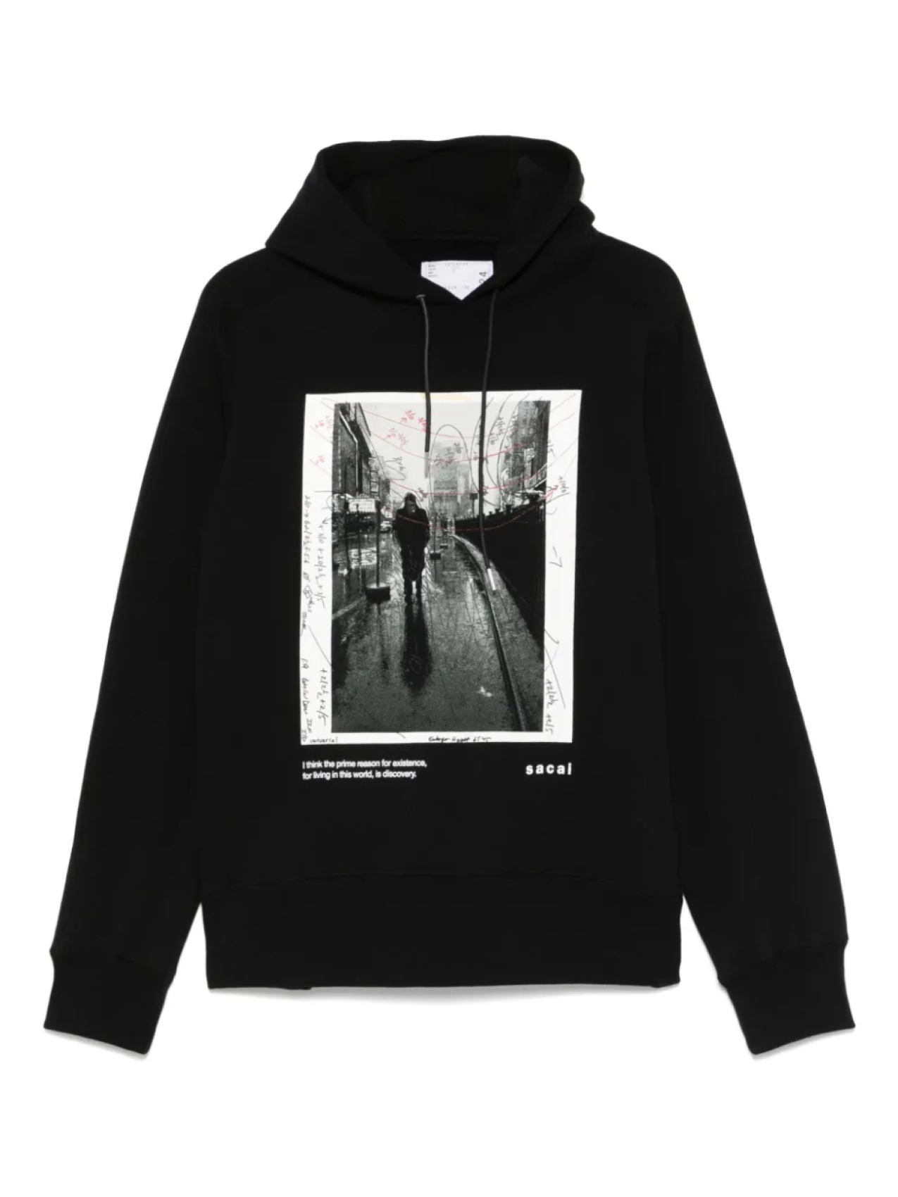 

Толстовка с капюшоном из хлопка sacai, черный