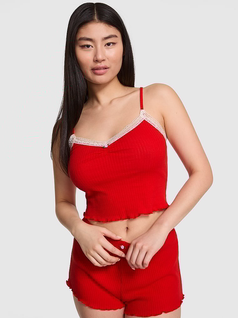 

Майка с ажурным узором Drop Needle Pink, красный