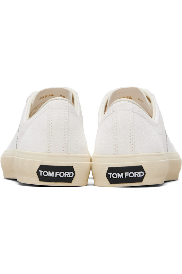 Tom Ford Кроссовки Cambridge из белой замши с принтом под крокодиловую кожу — фото 2