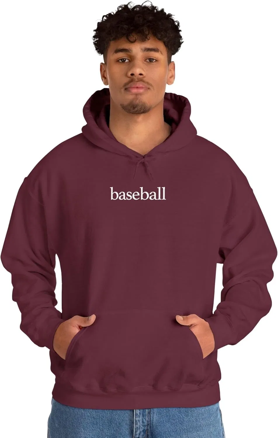 Худи с текстом Baseball, мужское/женское, Maroon — фото 2
