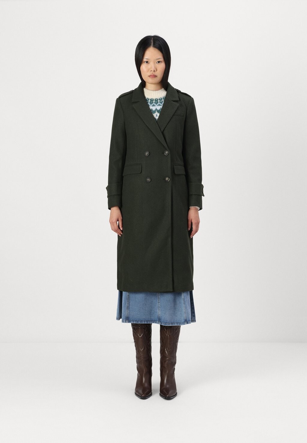 

Классическое пальто ONLNANCY LIFE MILI LONG COAT ONLY, темно-зеленый