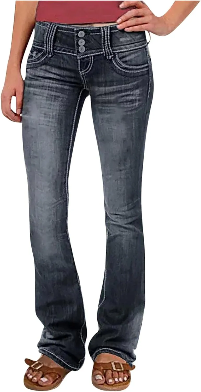 

Женские джинсы скинни bell bottom, mid waist, винтажная стирка, bootcut, slim fit, тренд ковбойский, брюки флейр NATHGAM