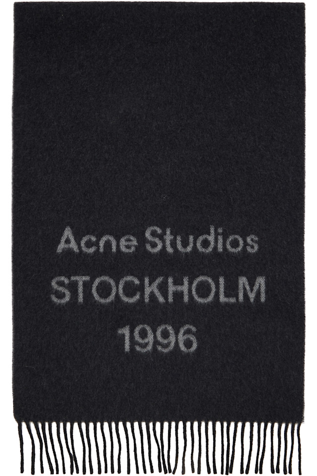 

Acne Studios Черный широкий шарф с логотипом