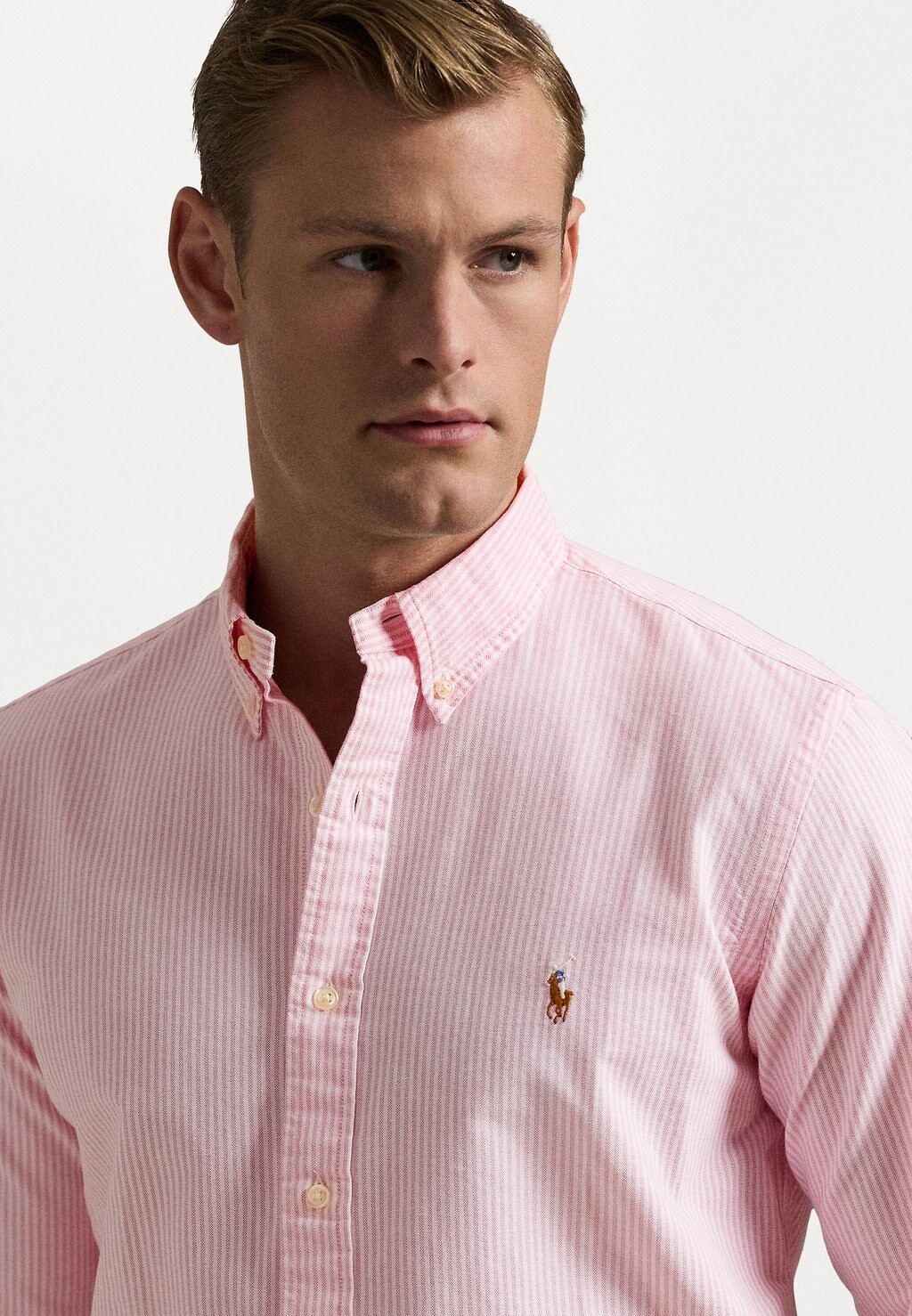 Рубашка CUSTOM FIT STRIPED OXFORD SHIRT Polo Ralph Lauren, розовый — фото 4