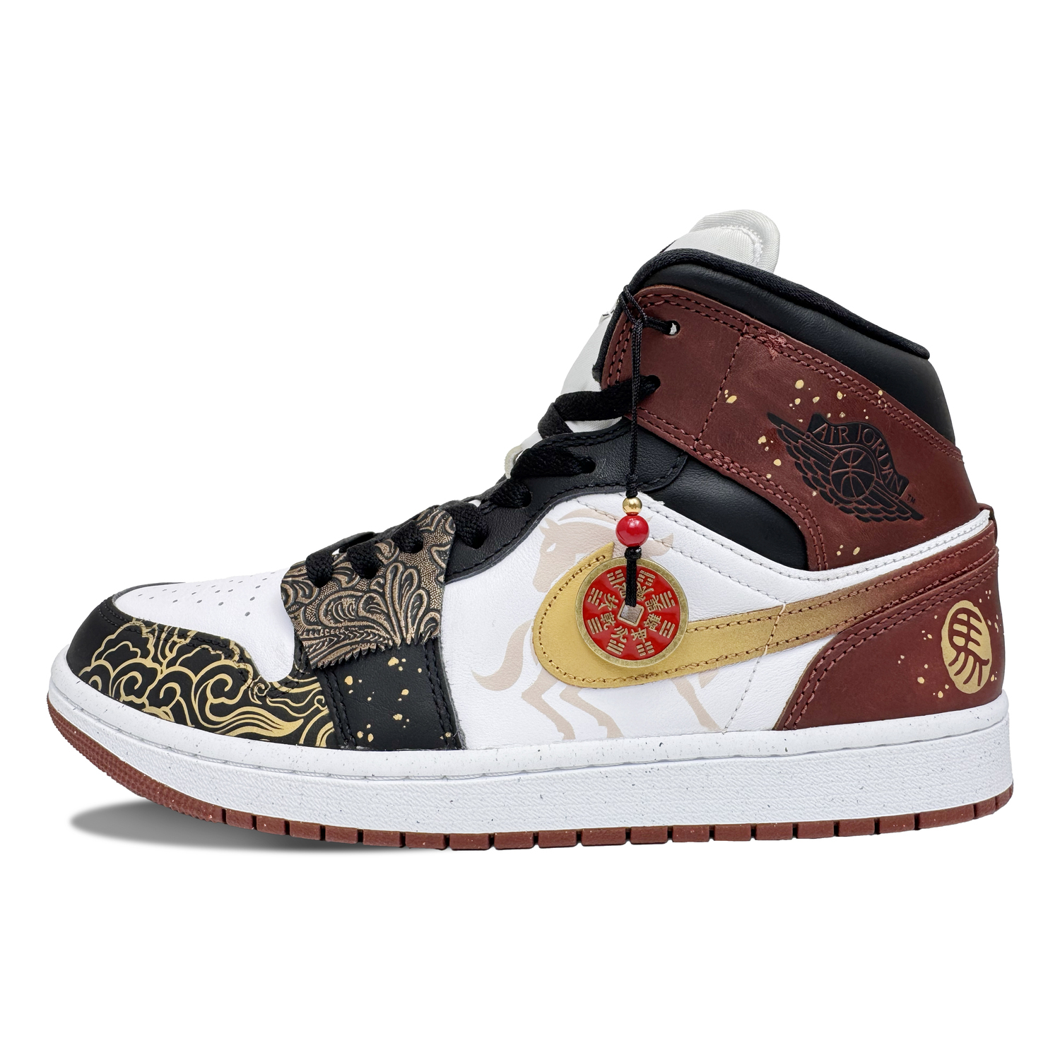 

Jordan Кроссовки Air 1 Abrasion Resistant Mid top Vintage Basketball Shoes Unisex Black Red