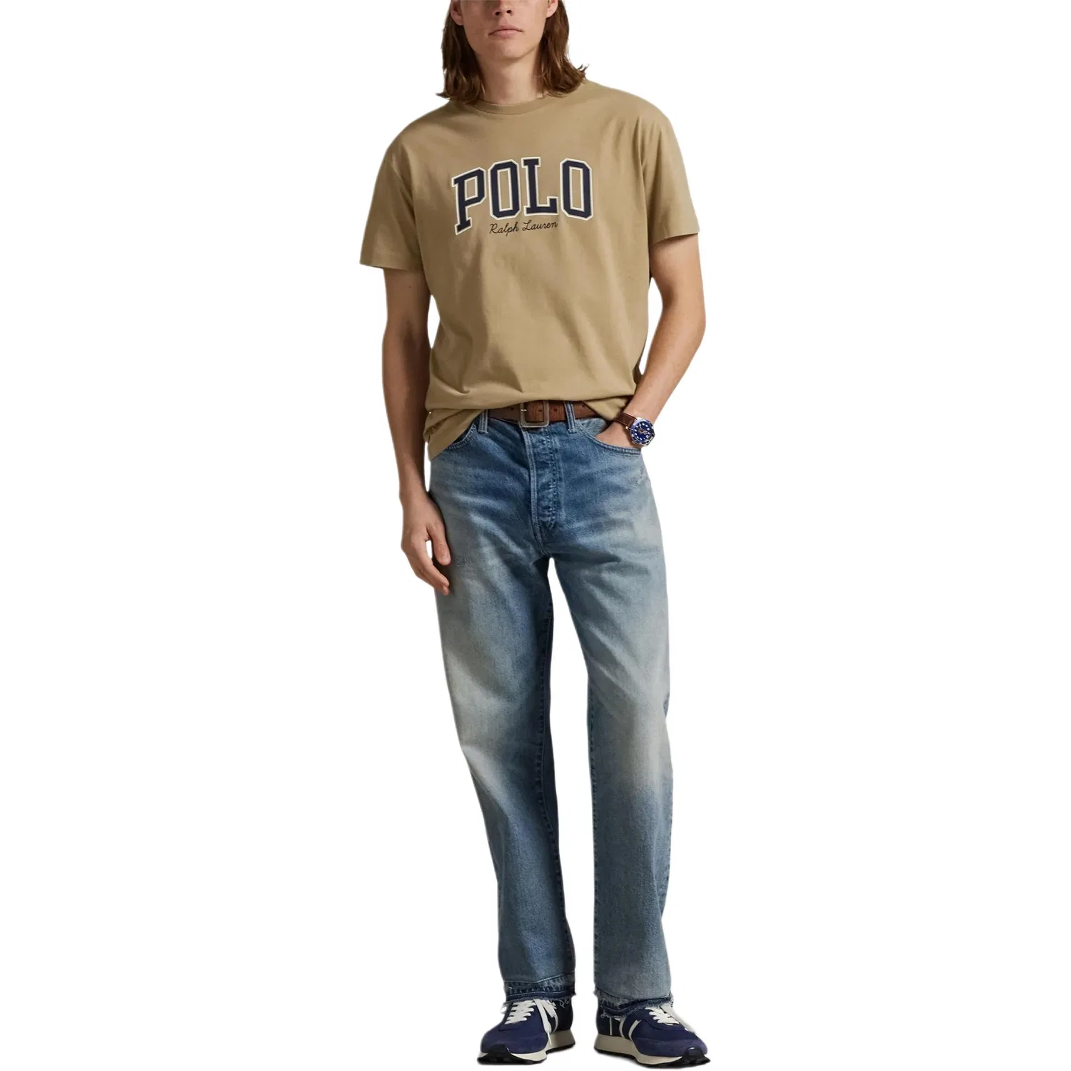 Футболка с круглым вырезом и принтом логотипа Polo Ralph Lauren, Beige — фото 3