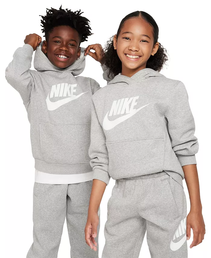 Толстовка с капюшоном Big Kids Sportswear Club из флиса Nike, серый — фото 4