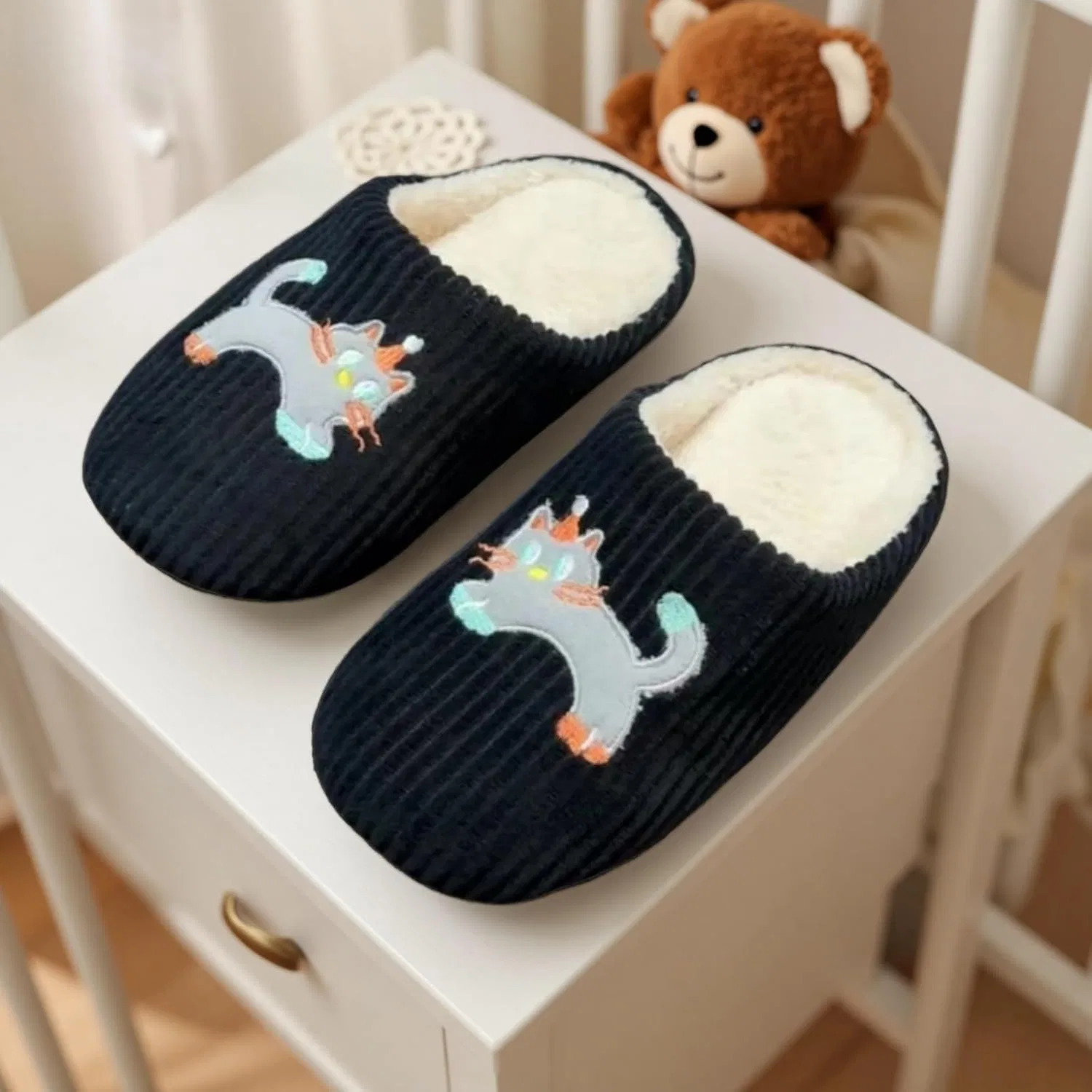 Тапочки с кошачьим дизайном, мягкие, Blackcatstriped NBKTNBAA — фото 3