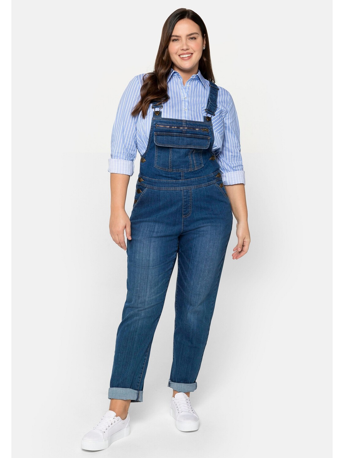 

Джинсы sheego Latzhose, цвет blue used Denim