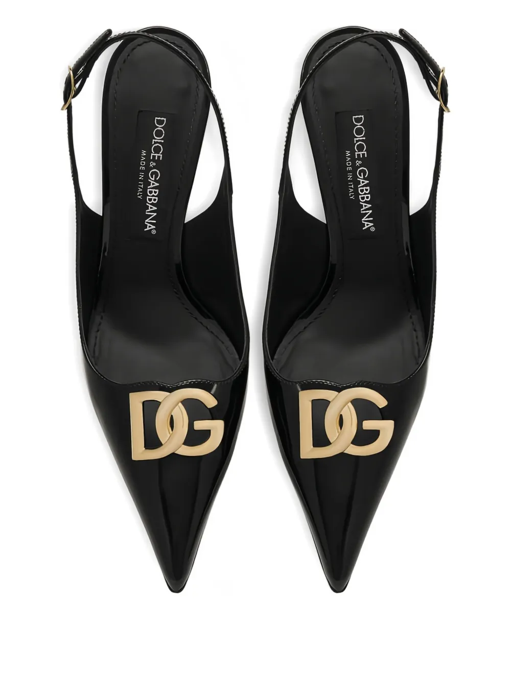 Туфли-лодочки с ремешком на пятке и логотипом DG, 90 мм DOLCE & GABBANA, черный — фото 4