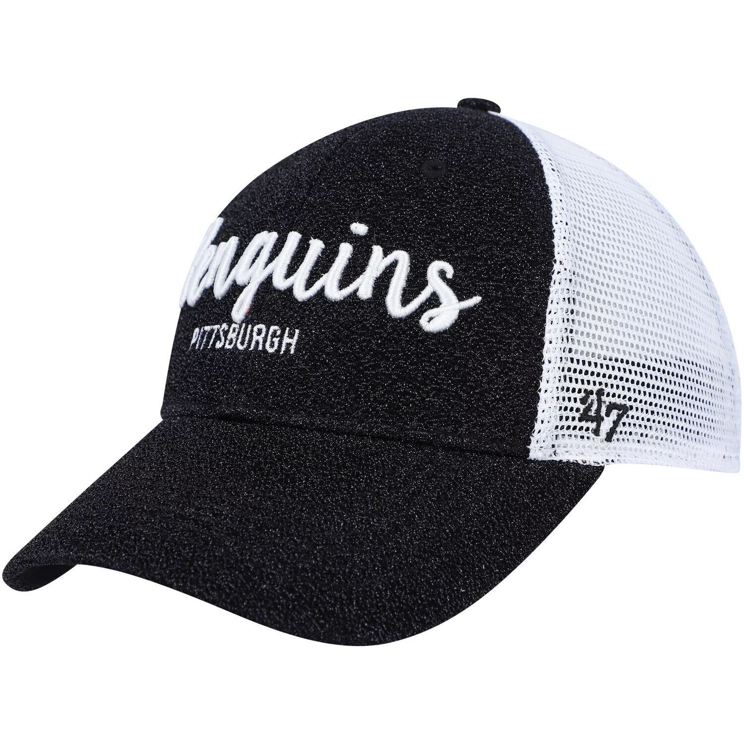 

Женская черно-белая кепка '47 Pittsburgh Penguins Encore MVP Trucker Snapback