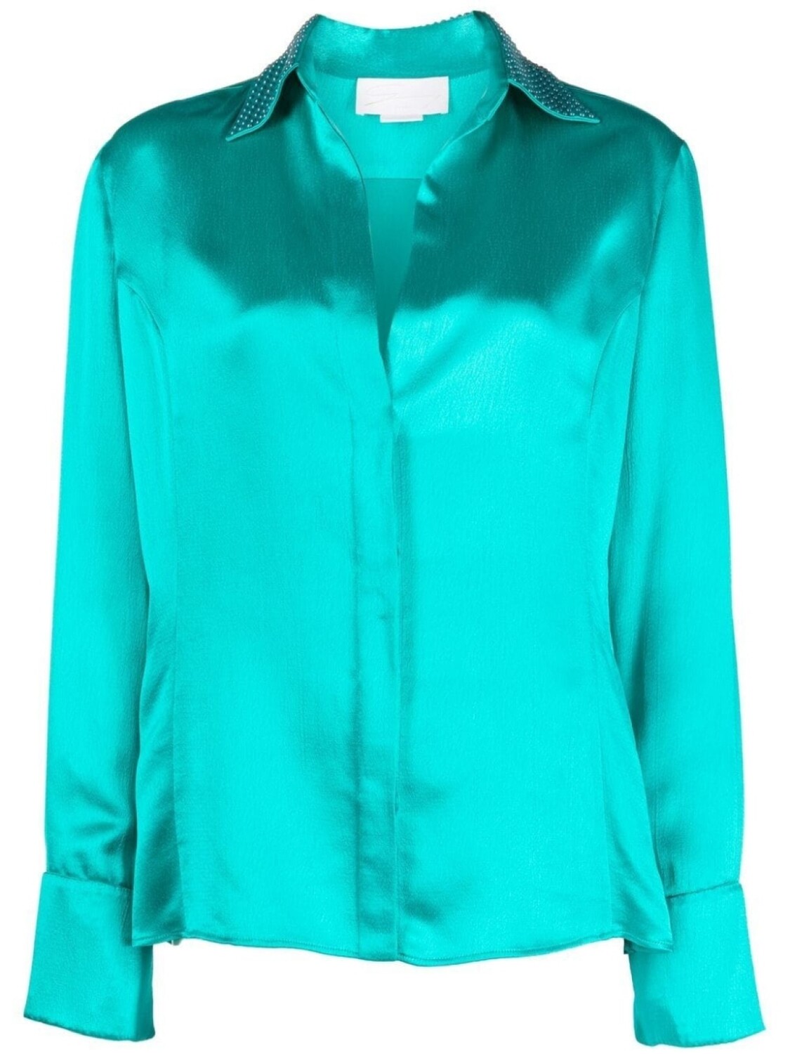 

Genny атласная рубашка с заклепками, синий