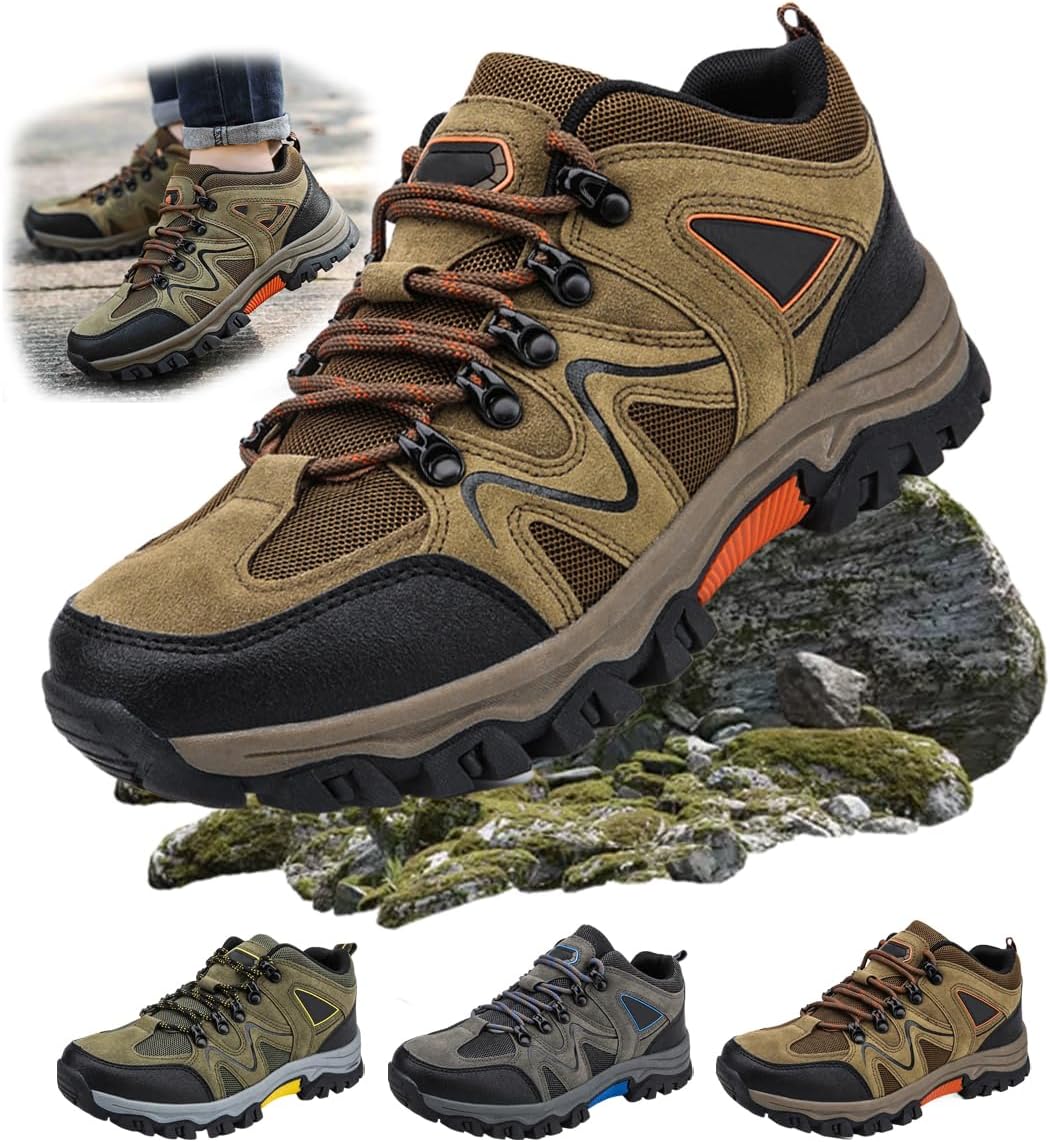 

Мужские легкие дышащие ортопедические походные кроссовки, удобная обувь для трекинга на все сезоны, водонепроницаемая подошва из нескользящей резины Generic, коричневый