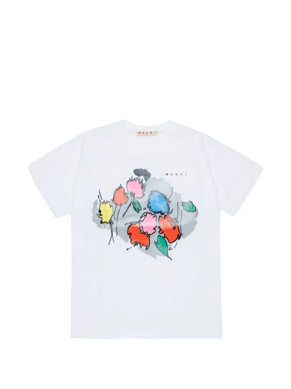 Футболка с цветочным принтом Marni Kids, белый