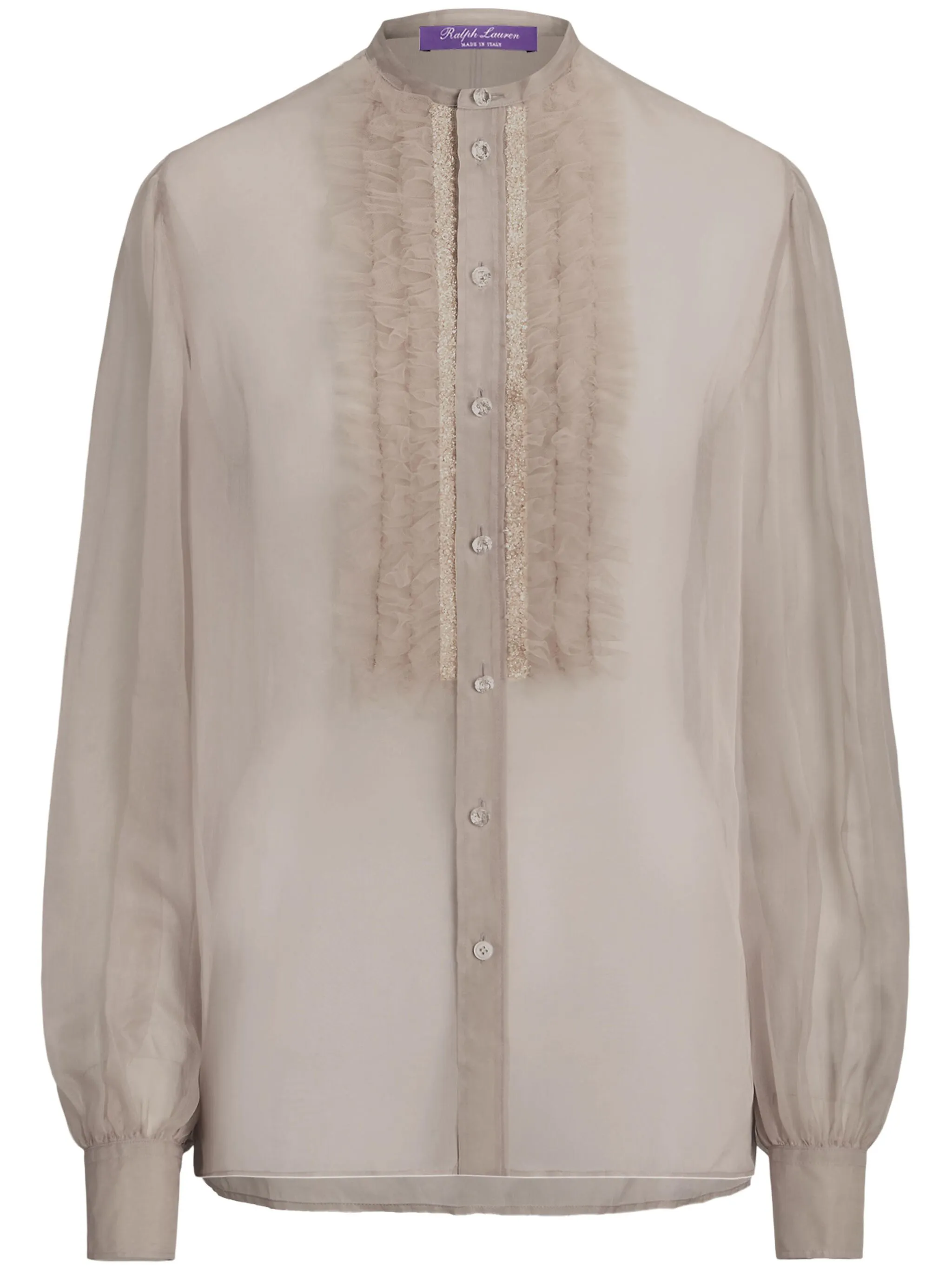 

Рубашка из смесового шелка Ralph Lauren Collection, бежевый