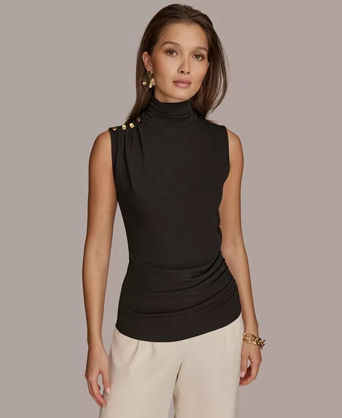 

Женский топ без рукавов с воротником-стойкой Donna Karan New York, черный
