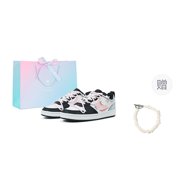 

Кроссовки Nike Court Borough 2 Skateboarding Shoes Women's Low-top White/black/pink, серый/розовый