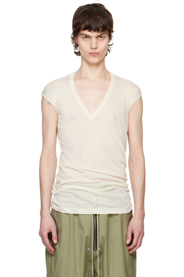 

Футболка Hollywood с глубоким V-вырезом Rick Owens, цвет natural