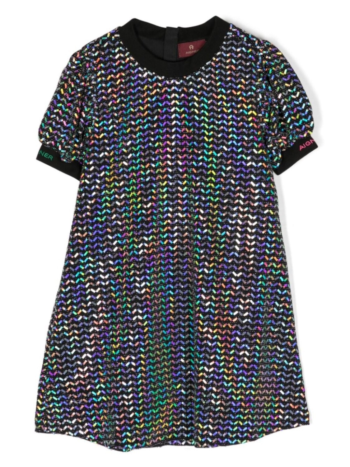 

Aigner Kids расклешенное платье с голографическим эффектом, черный