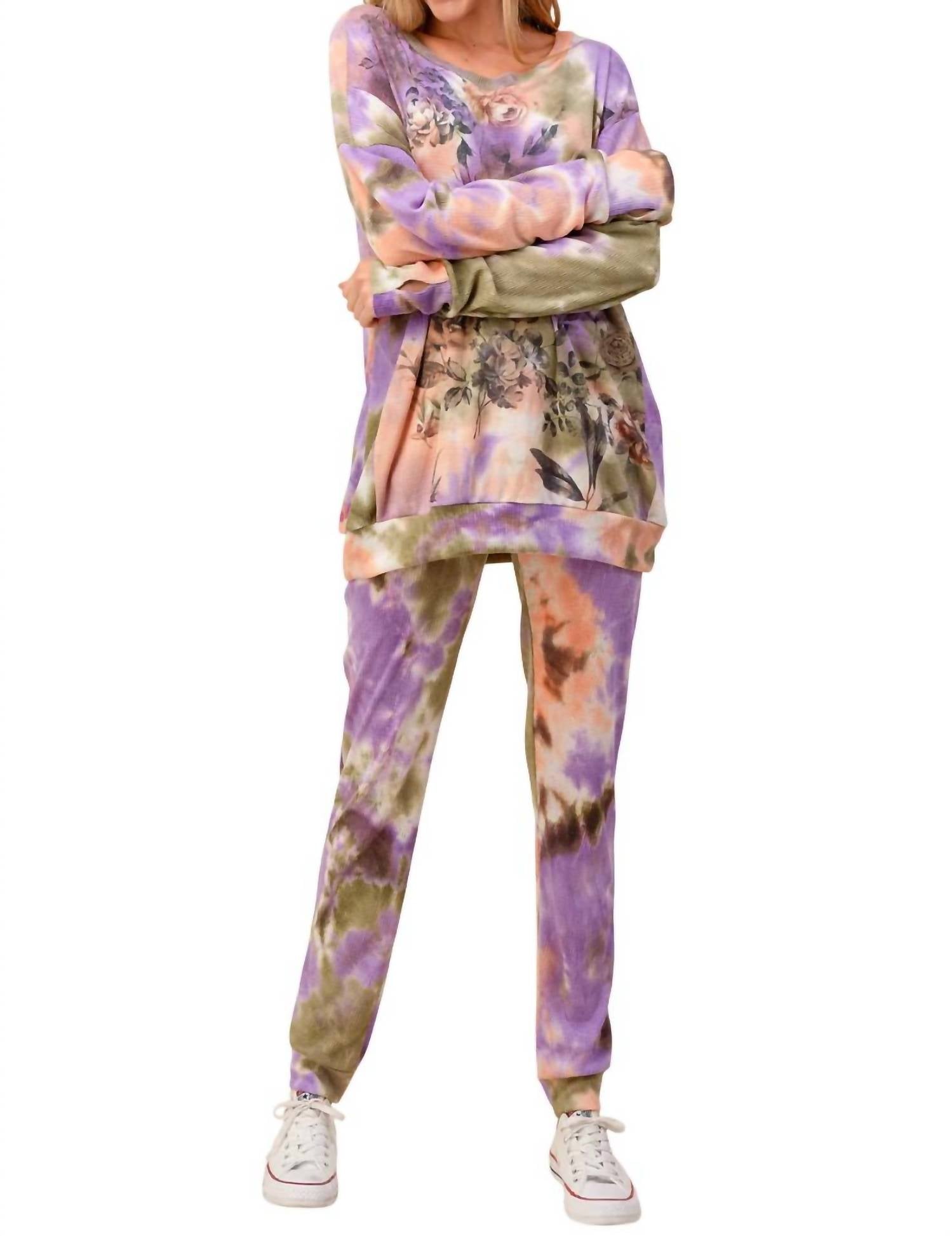 

Комплект для бега с цветочным принтом Tie Dye - Plus In Multi Blumin