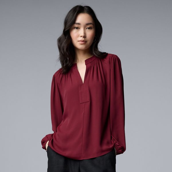 

Женская блузка со сборкой на горловине Simply Vera Vera Wang, цвет burgundy cherry
