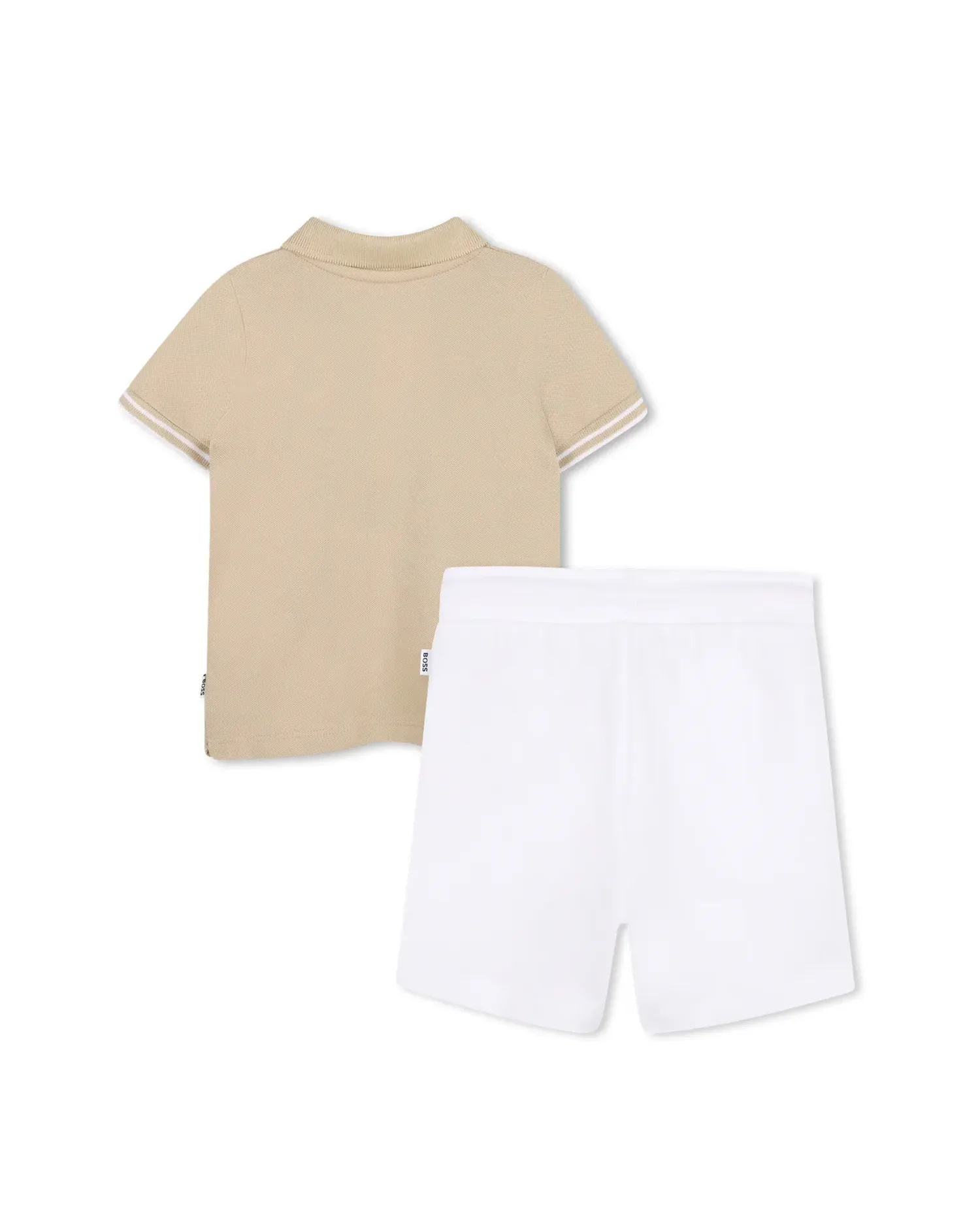 Комплект для мальчика с коротким рукавом из однотонного хлопка BOSS Kidswear, Natural — фото 3