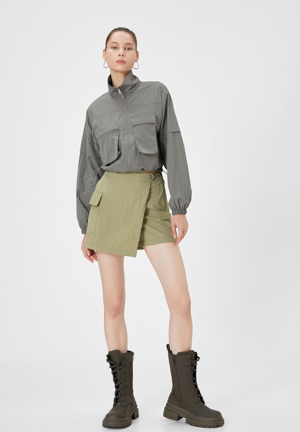 

Летняя куртка ZIPPER PARACHUTE NECK DOUBLE FLAP POCKET DETAIL Koton, антрацит