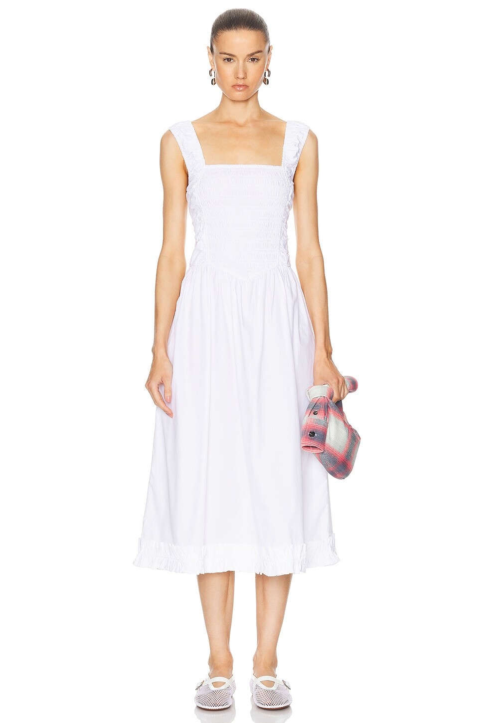 

Свободное платье миди Ganni, цвет Bright White