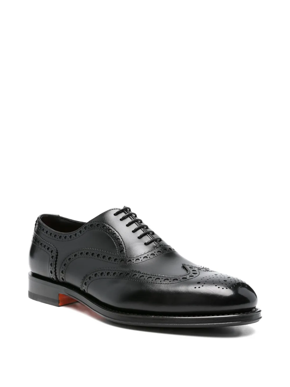Туфли-оксфорды из перфорированной кожи Santoni, черный — фото 2
