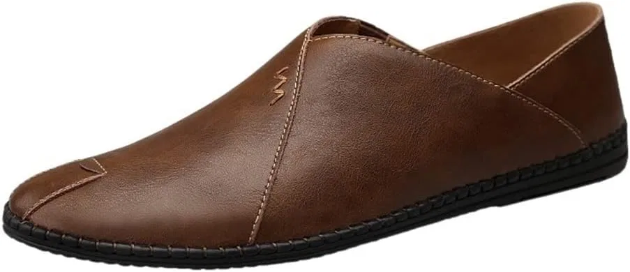 Лоферы мужские кожаные Loafers Moccasins, Темно-коричневый SayfuR