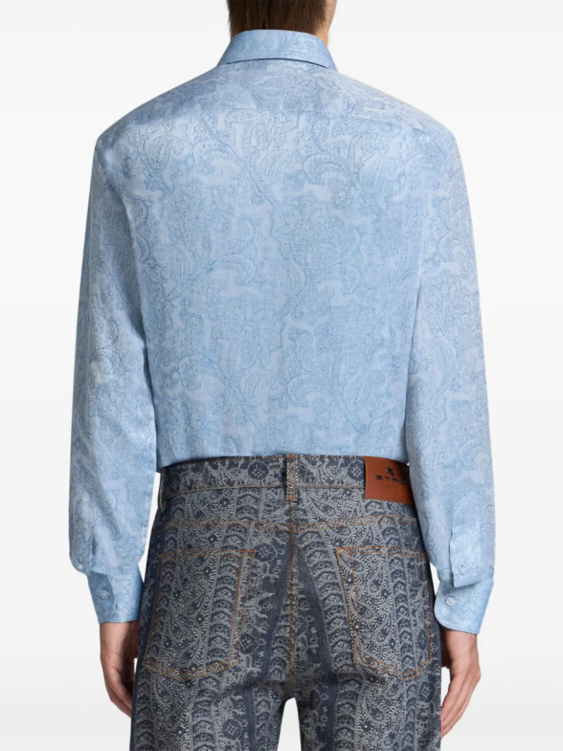 ETRO жаккардовая рубашка с цветочным узором, синий — фото 4
