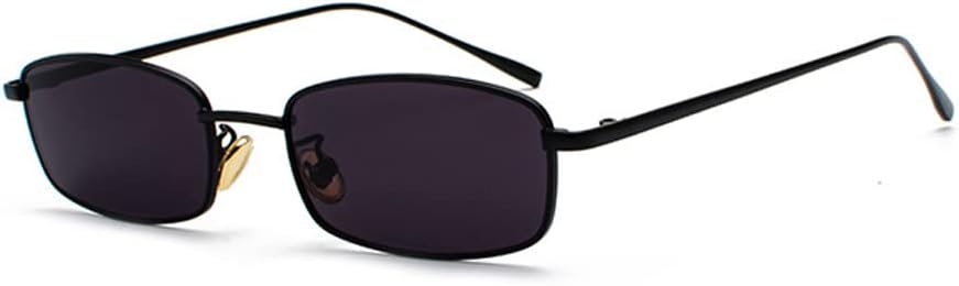 

Солнцезащитные очки в стиле ретро, ​​прямоугольные, винтажные, в тонкой металлической оправе, прямоугольные, для женщин и мужчин, узкие, квадратные RUNHUIS, Black/Grey