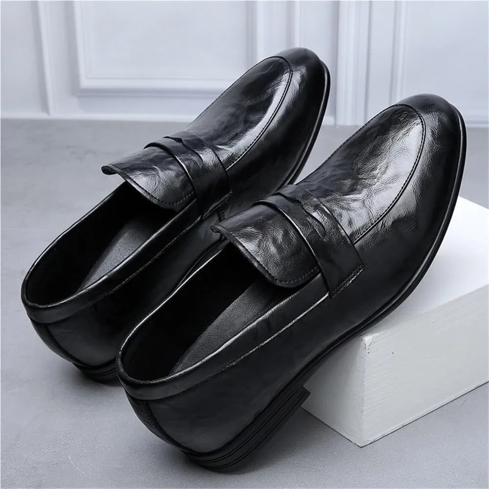 Туфли кожаные мужские повседневные Slip-On, Black DHFIRUFSHLO — фото 3