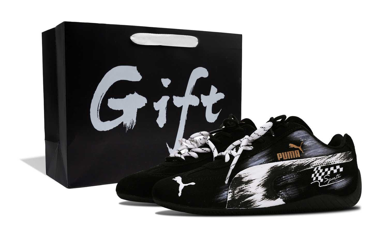 

Speedcat Collection Быстрая Сумка для покупок Износостойкие низкие повседневные кроссовки Unisex PUMA, черный/белый