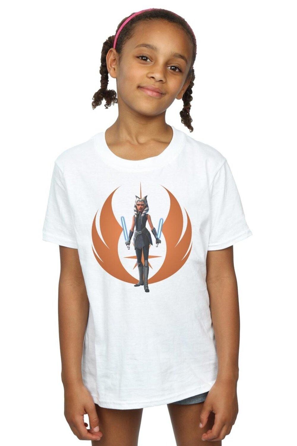 

Хлопковая футболка «Войны клонов» Асока в позе повстанца Star Wars, белый