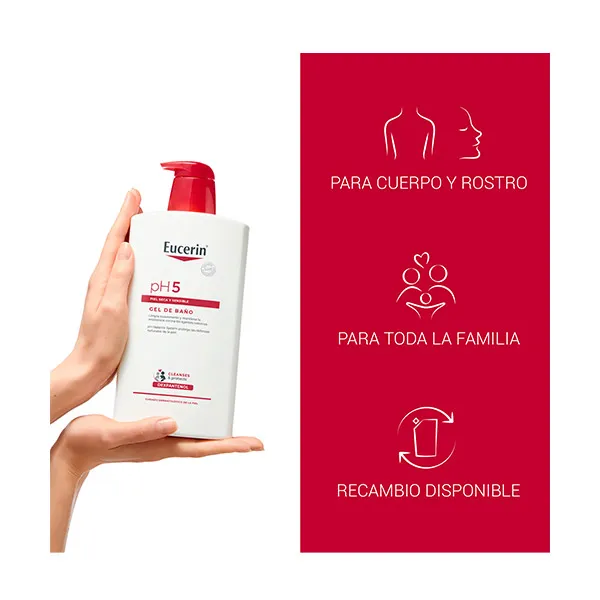 Увлажняющий гель для тела Ph5 Gel De Baño Eucerin, 1.000 ml — фото 3