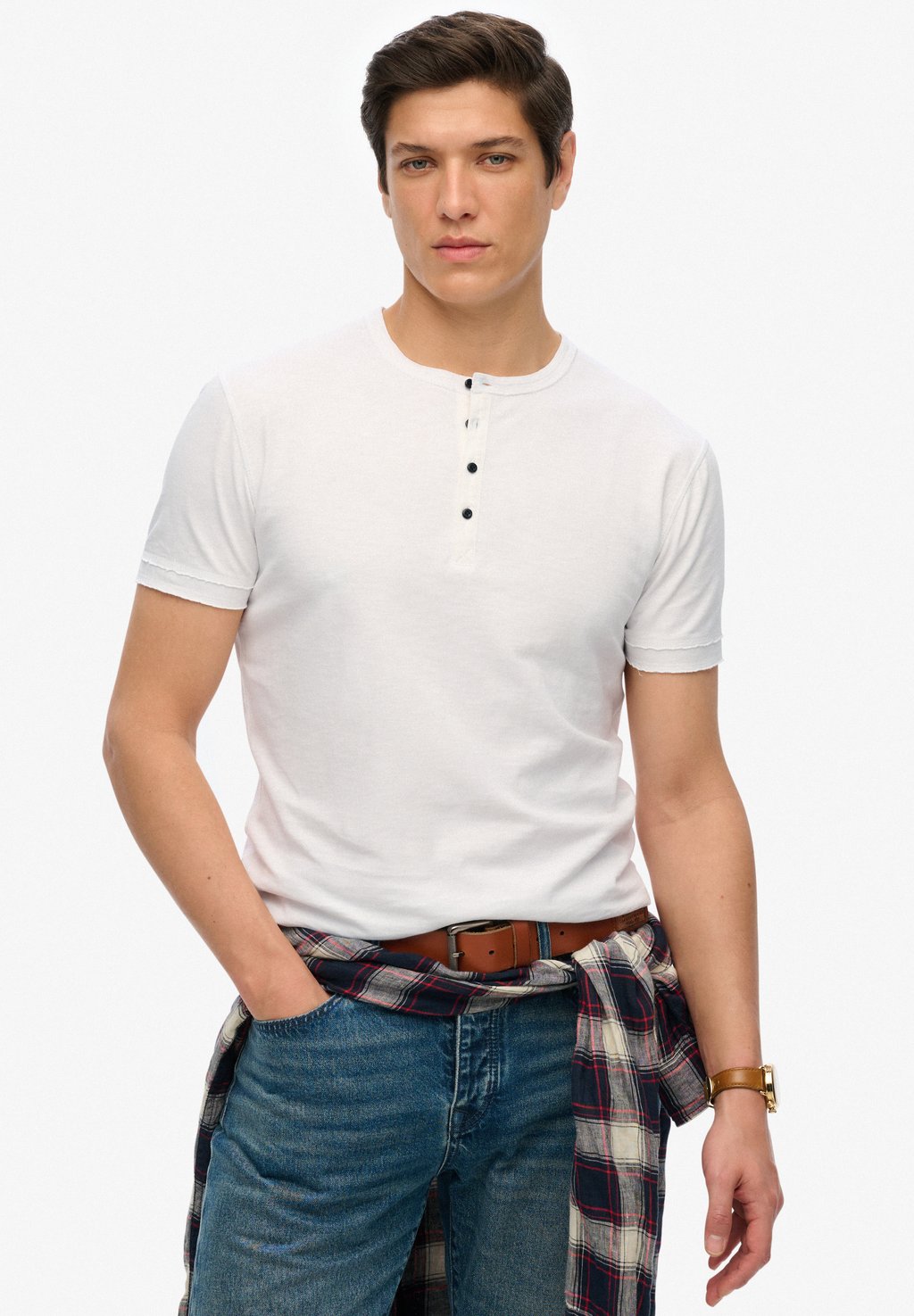 

Базовая футболка SLUB SHORT SLEEVE GRANDAD Superdry, цвет Optic