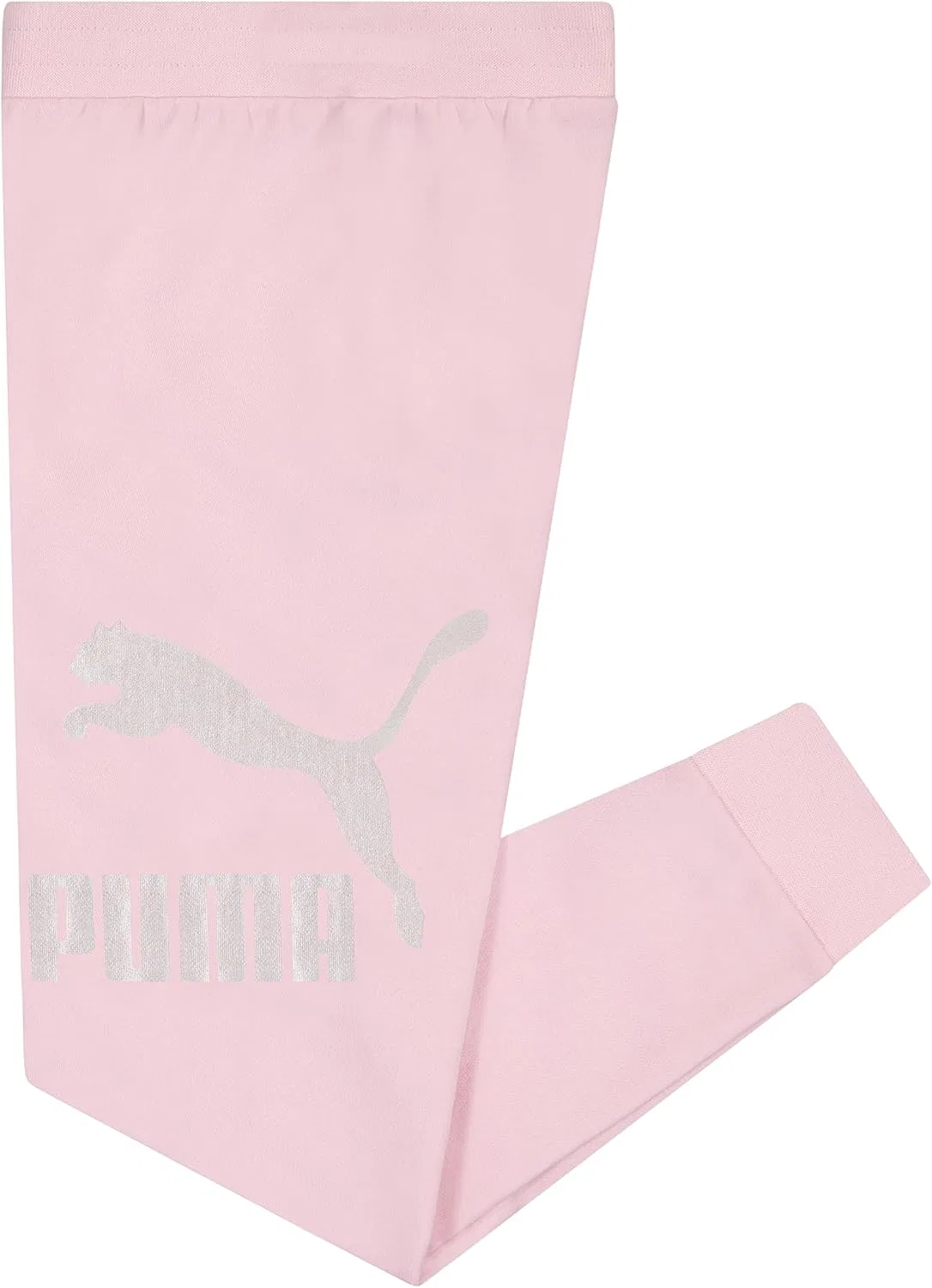 Детские спортивные брюки Puma с логотипом Core Logo, на флисовой подкладке, с эластичным поясом, легко надеваются, Chalk Pink — фото 3