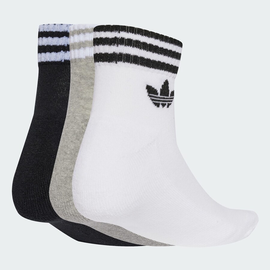 Носки ADIDAS ORIGINALS 3-Stripes Ankle 3 Pairs, mottled grey/Black/White — фото 2
