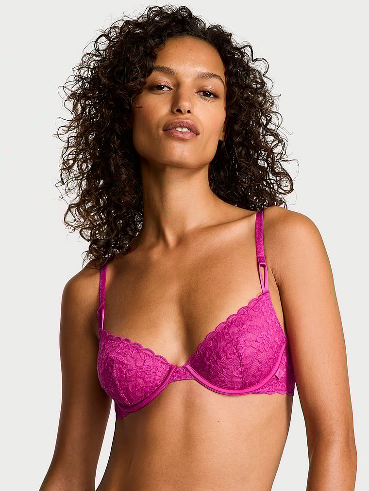 

Сексуальная футболка Lacie без подкладки, деми-бюстгальтер Victoria'S Secret, lace allure pink