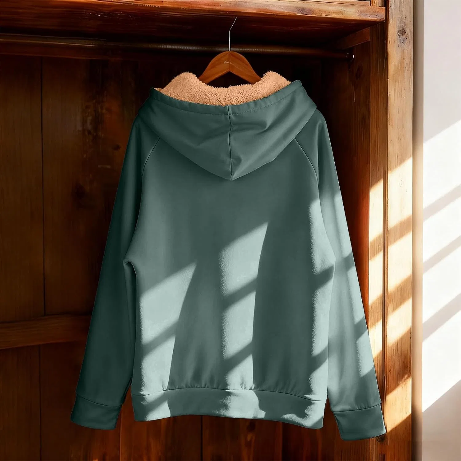 Толстовка мужская с флисом и шерпой, бренд Generic, цвет Dark Gray — фото 3