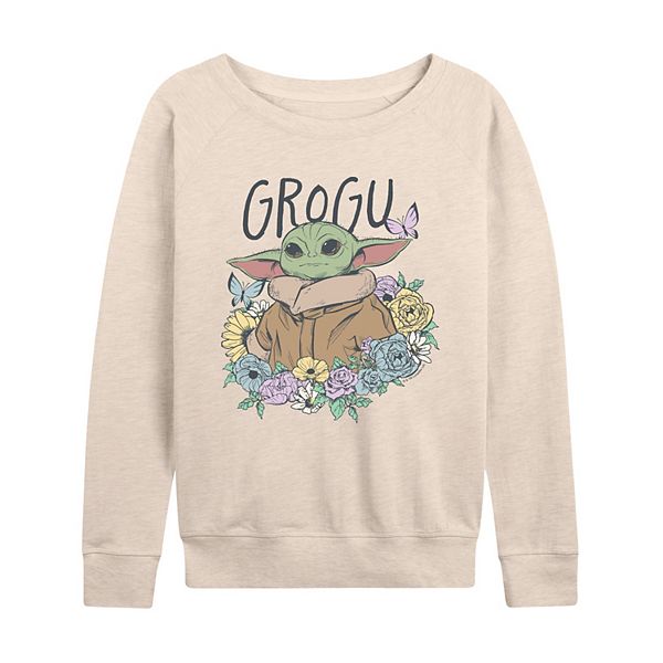 

Женская футболка с длинным рукавом The Mandalorian Grogu Floral French Terry Star Wars