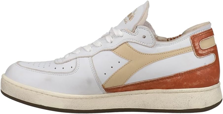 Мужские кроссовки Diadora Mi Basket Row Cut с шнуровкой для повседневного использования - бежевые, белые — фото 3