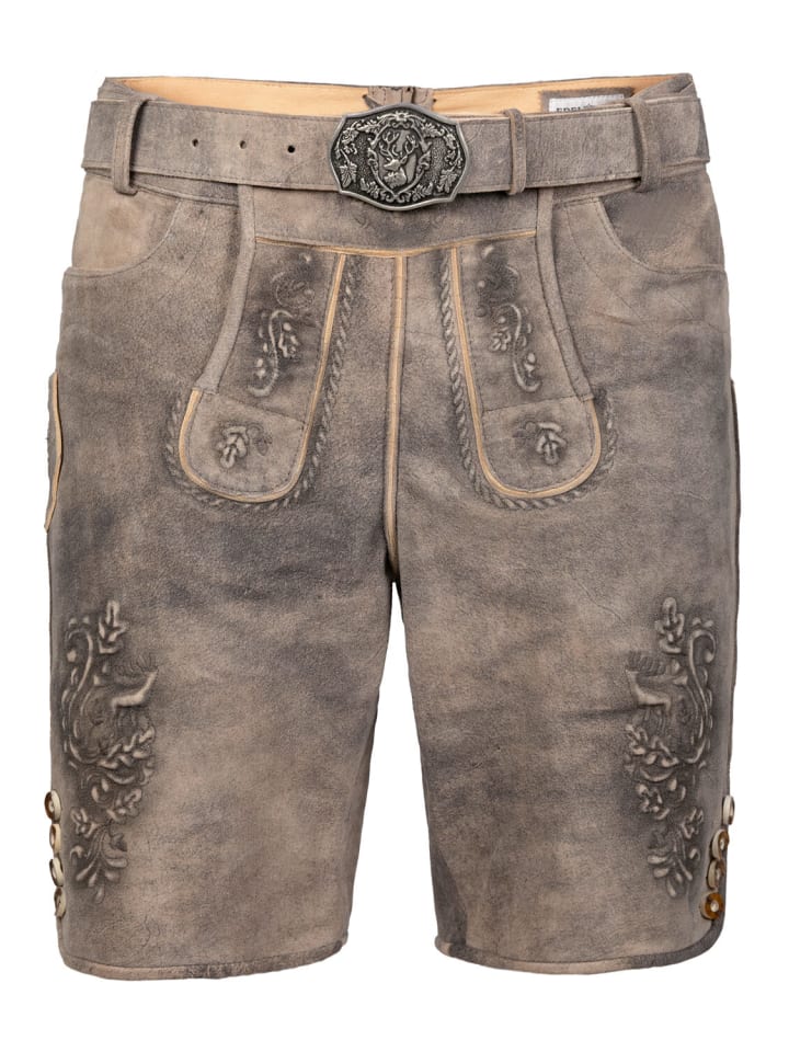 

Edelnice Короткие кожаные брюки Wildbock Maxl серого цвета