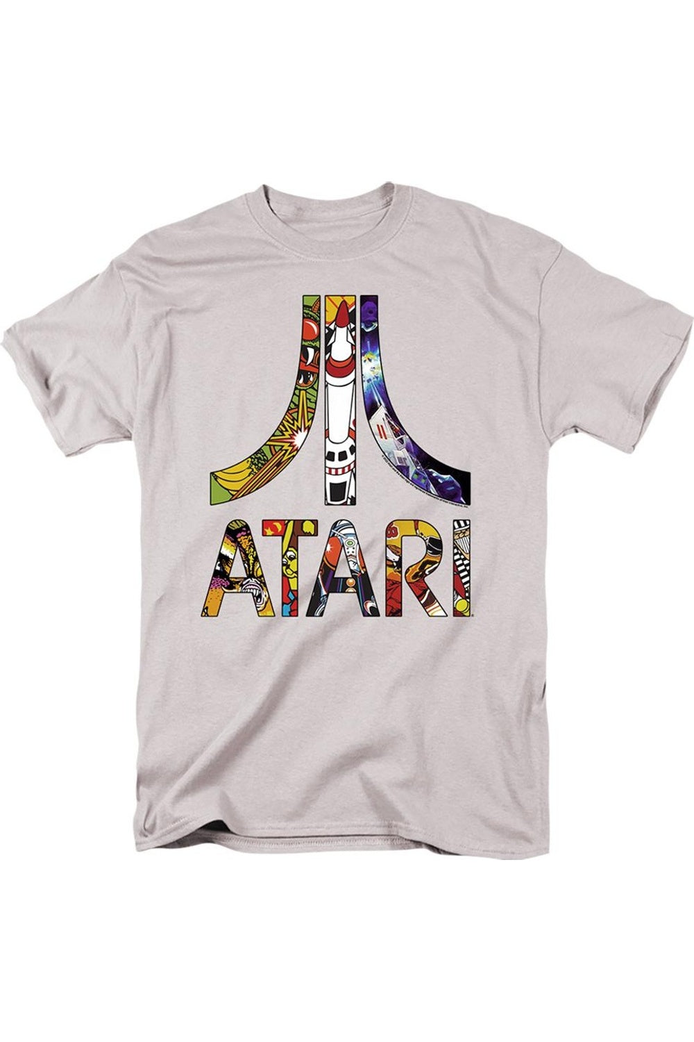 

Футболка Atari Inset Art с коротким рукавом для взрослых Gildan, серебряный