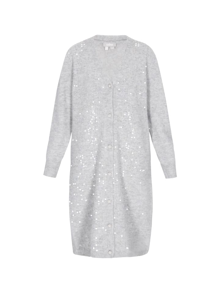 

Женский кардиган светло-серого меланжевого цвета Usha