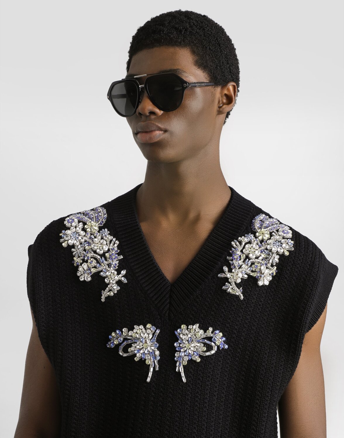 Вязаный шерстяной жилет косичкой Dolce & Gabbana, черный — фото 4